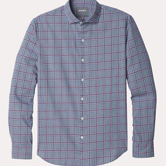 Bonobos Unbutton Down Slim Fit Blue and Purple Patterned Shirt - Picture 1 of 4
